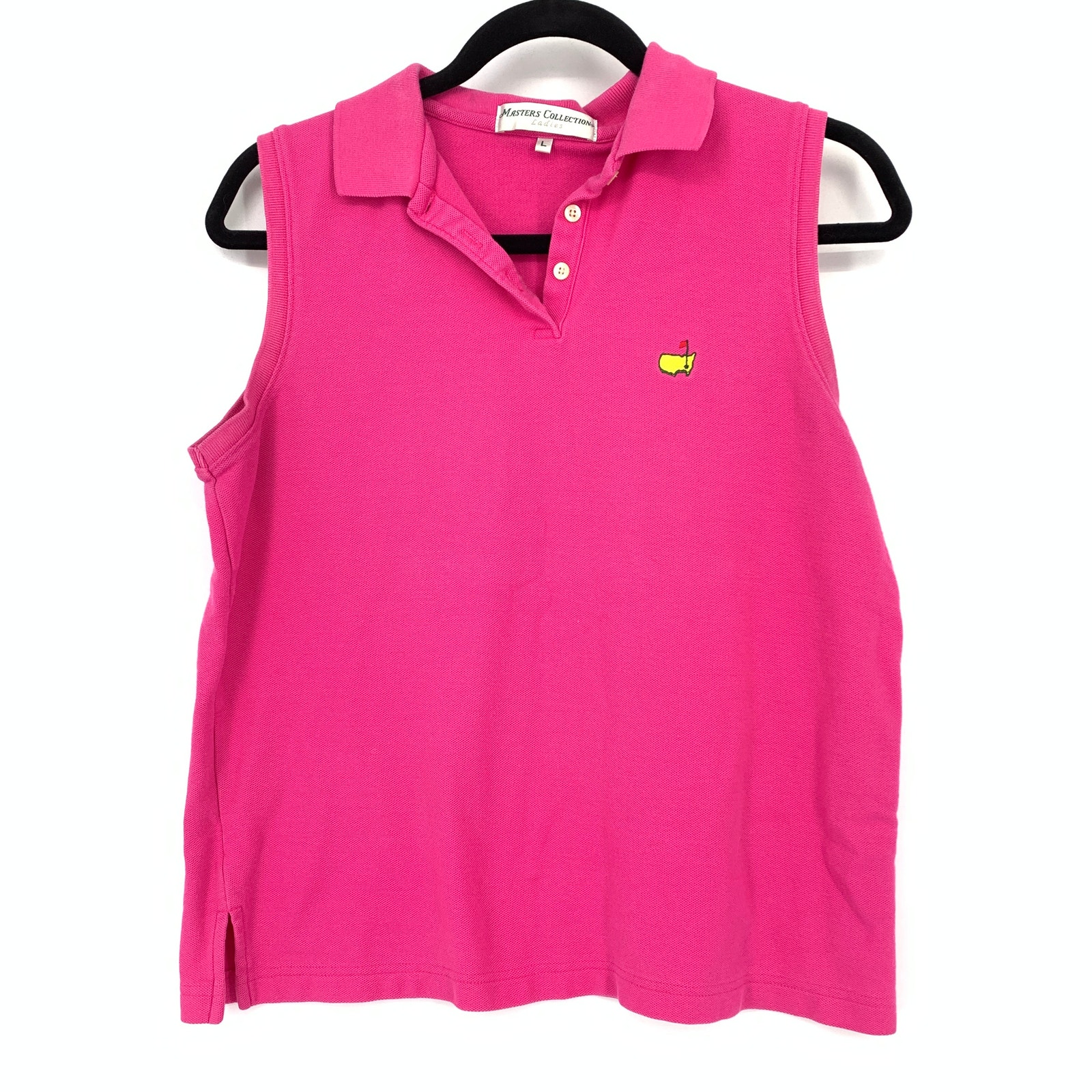 Vintage Masters Collection Polo Tank Top Womens Sz Large Pink Logo 100% Cotton