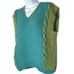 Hand Knit Handmade Pullover Sweater Vest Women's M Colorblock Blue Green NEW