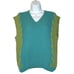 Hand Knit Handmade Pullover Sweater Vest Women's M Colorblock Blue Green NEW