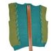 Hand Knit Handmade Pullover Sweater Vest Women's M Colorblock Blue Green NEW