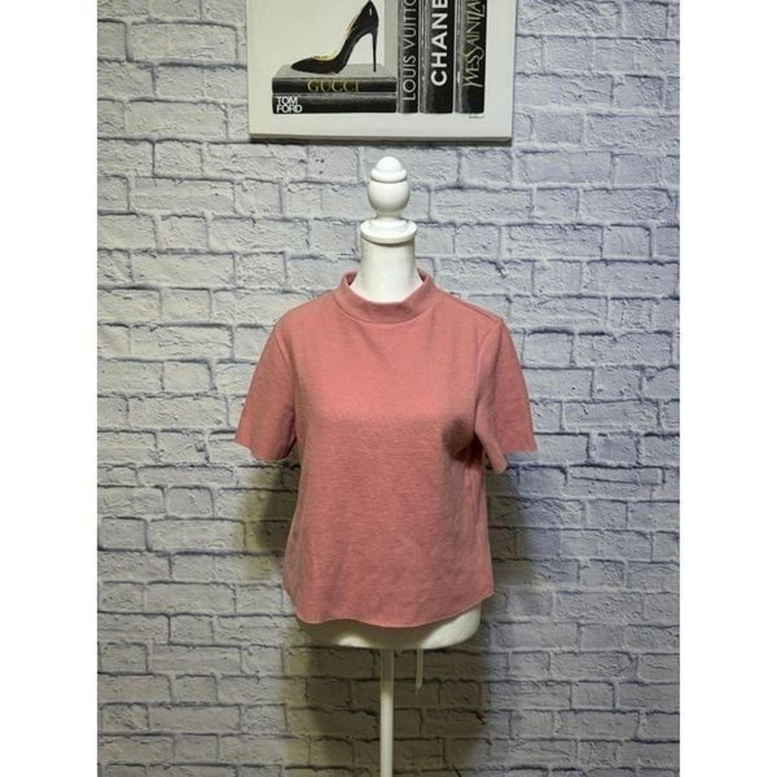 Zara Sweater Women's M Rose Pink Mock Neck Short Sleeve Fall Excellent condition