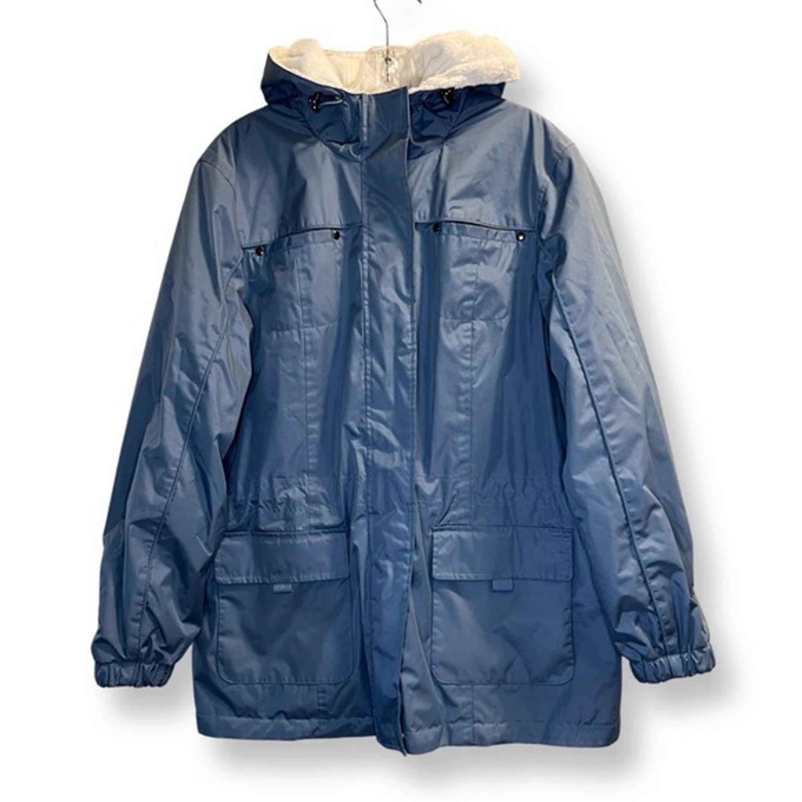 London Fog Reversible Blue White Winter Rain Coat, size L