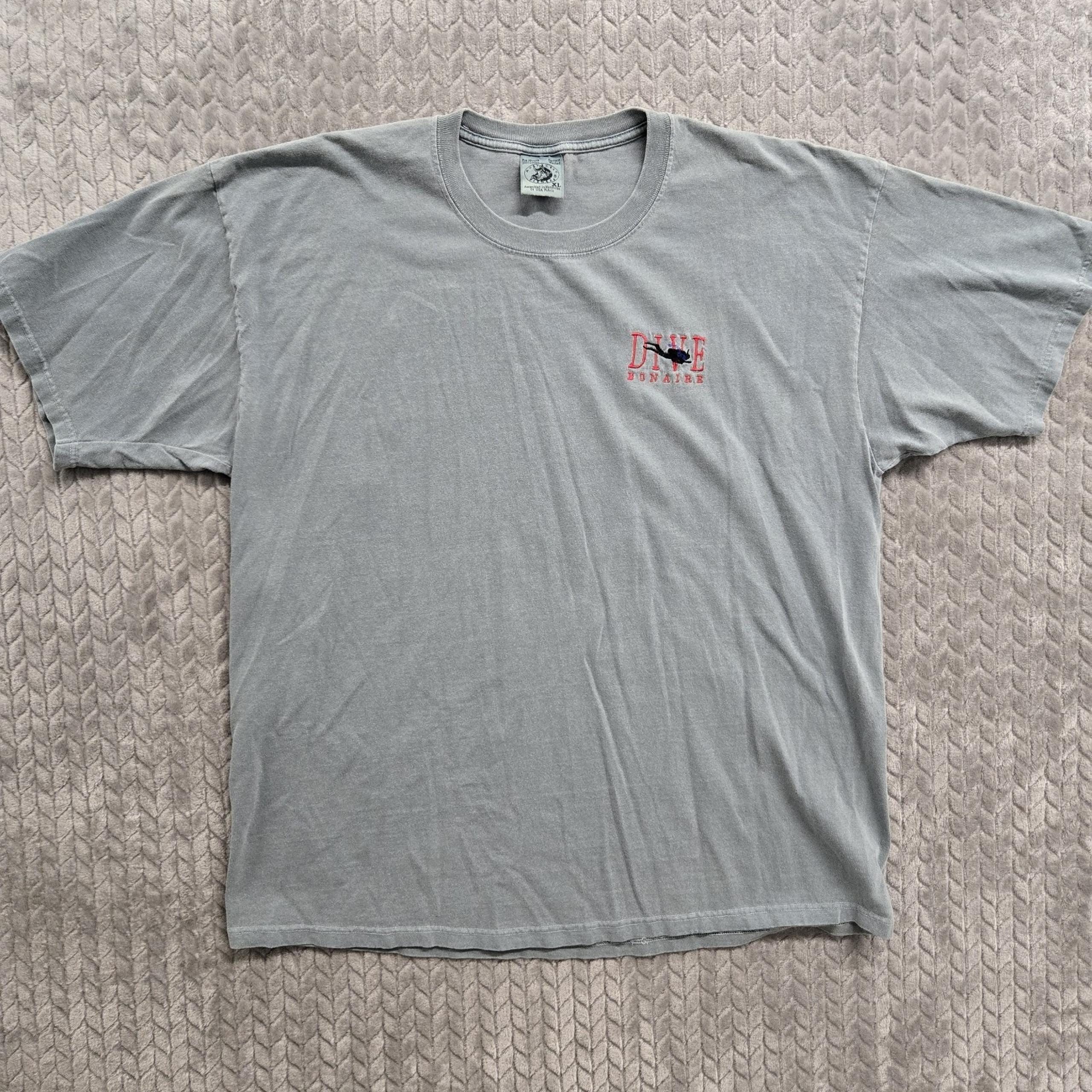 Vintage Bonaire Dive Scuba Center T Shirt Diving Ocean Fish Size XL Blue