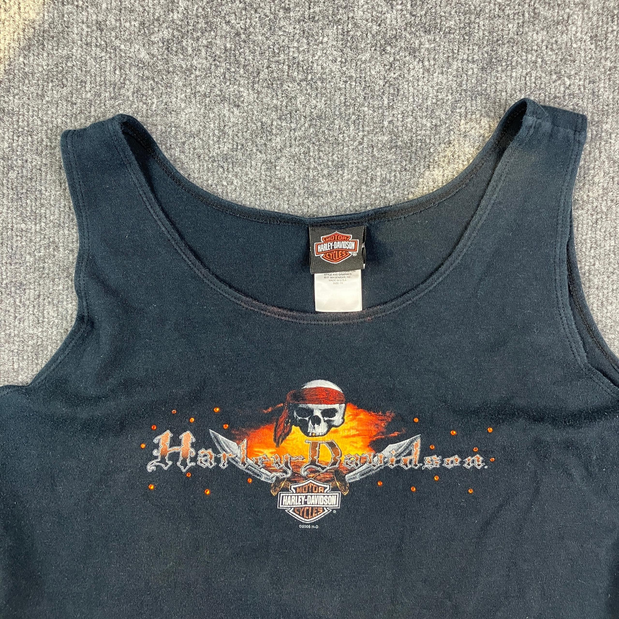 Harley-Davidson Tank Top Womens 1X Black Biker Graphic Sleeveless