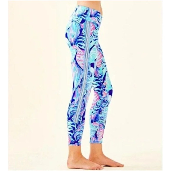 Lilly Pulitzer Luxletic Tamara Weekender Midi Legging Twilight Blue Scale Up XXS