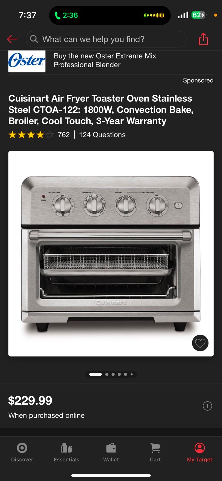Cuisinart Air Fryer Toaster Oven Stainless Steel