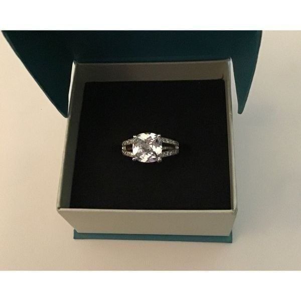 Gorgeous 5Ct. Cushion Cut Checkerboard Faceted Sim Diamond Ring Sz 8~.925 SS