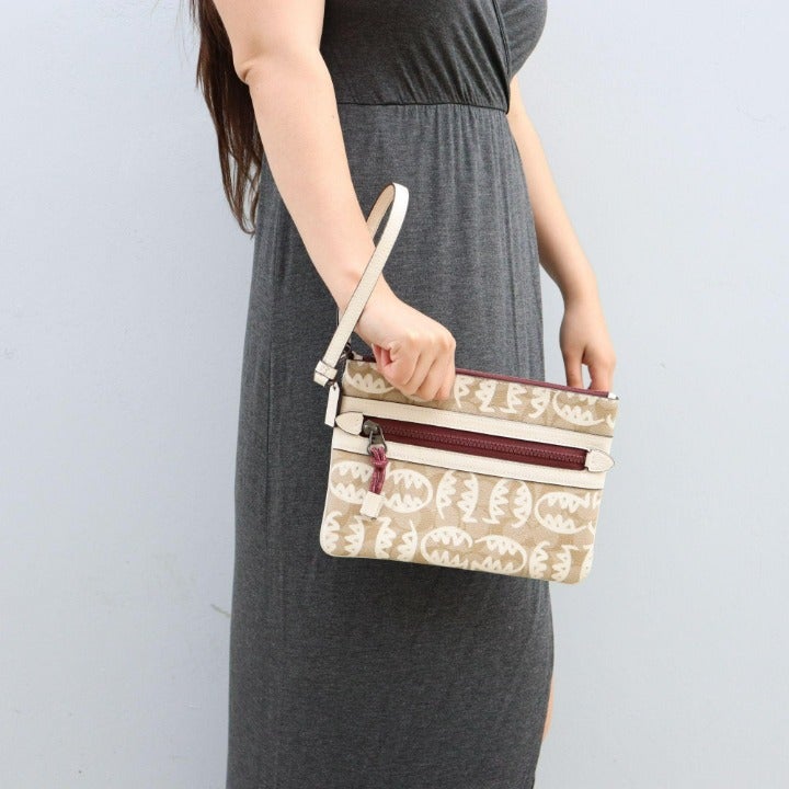 COACH Vale Gallery Pouch In Signature Canvas With Rexy