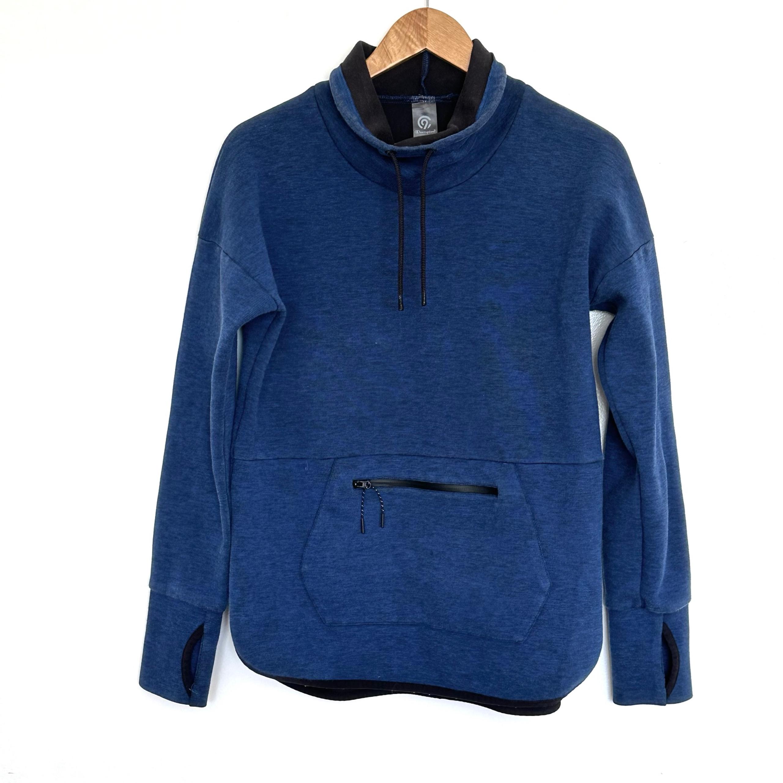 Champion Sweatshirt Womens Medium Blue Pullover Athletic Draw String With Pocket