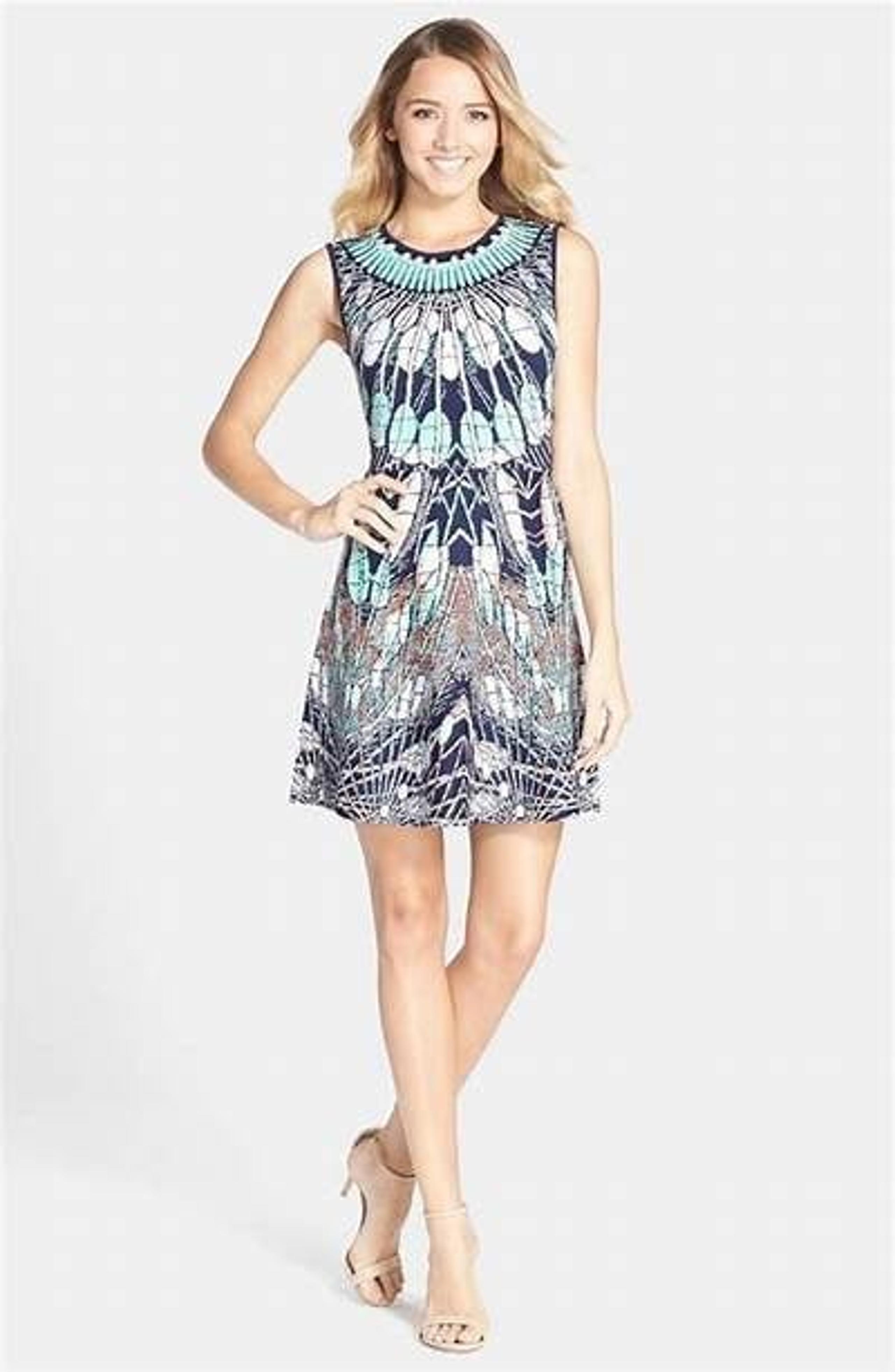 BCBGMaxAzria Wilma Batik Fans Print w/Cutout Back Dress