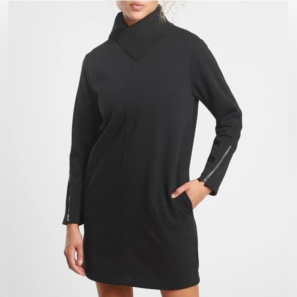 *NWT* Athleta Cozy Karma Vela Dress Black Size Large Tall Long Sweater Plush
