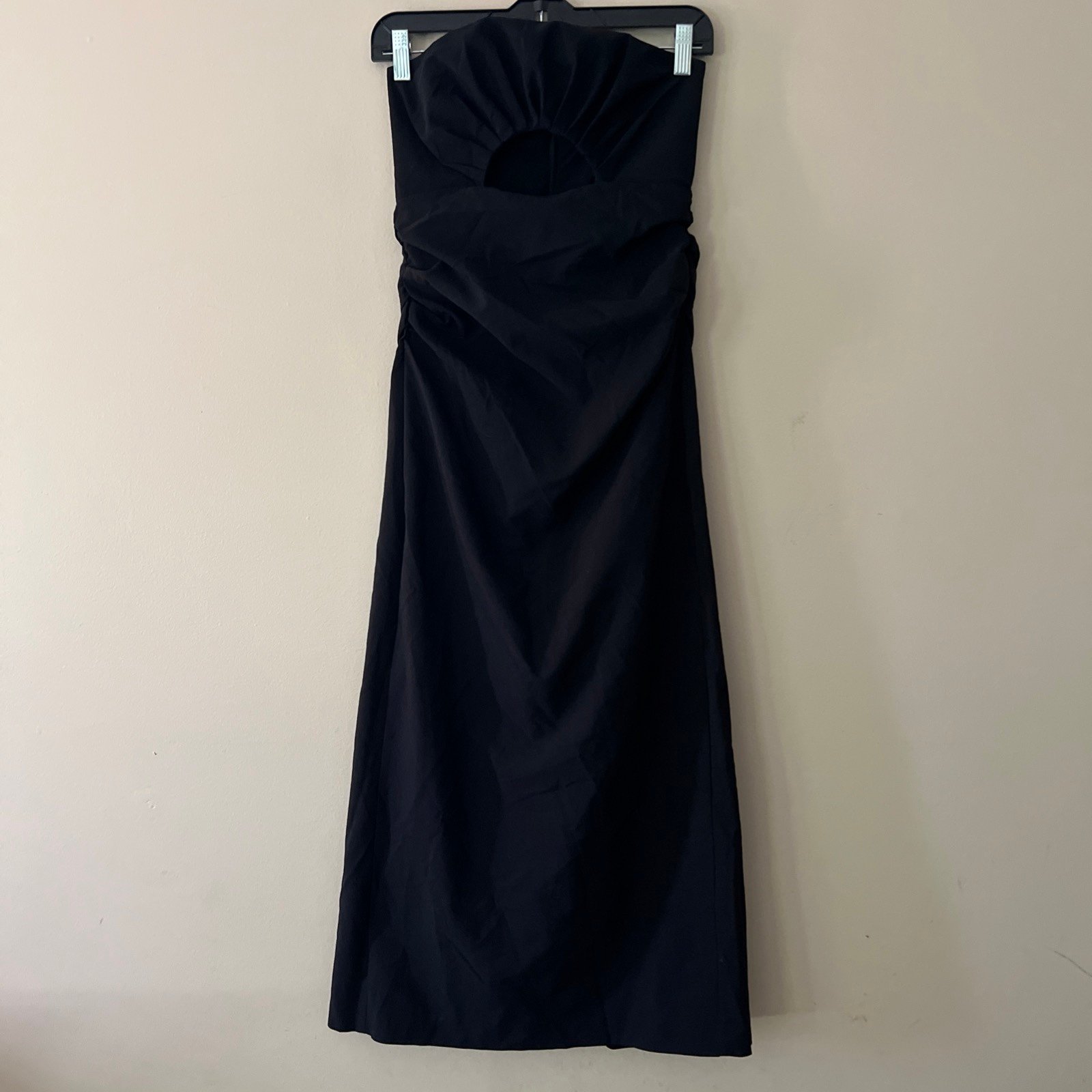 Zara Dress Black Midi Cut Out Strapless Long Cocktail Party Event Women’s Medium