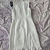 KARL LAGERFELD PARIS work office dress white Pleated ruffles trim front pearls