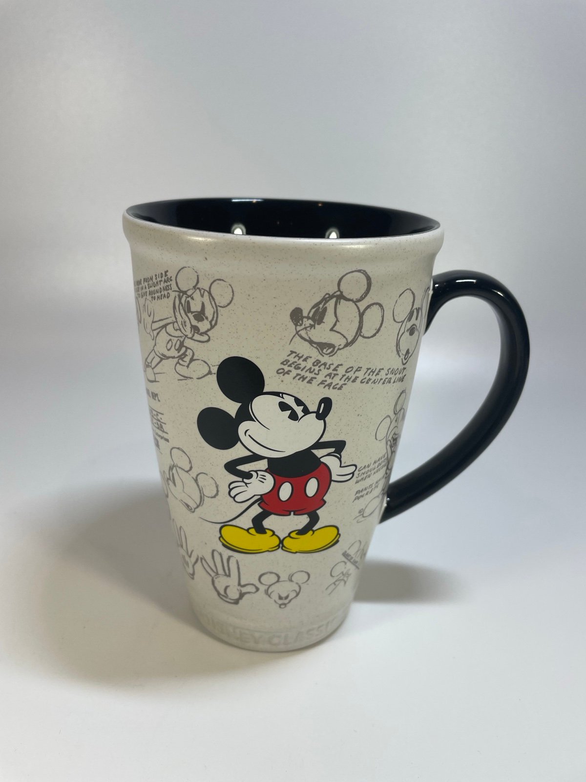 Disney Store Classic Mickey Mouse Sketch Latte Animation Tall Large Mug