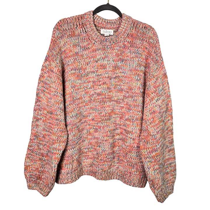 NWT Velvet By Graham & Spencer Women's XL Trix Multicolored Knit Sweater Alpaca