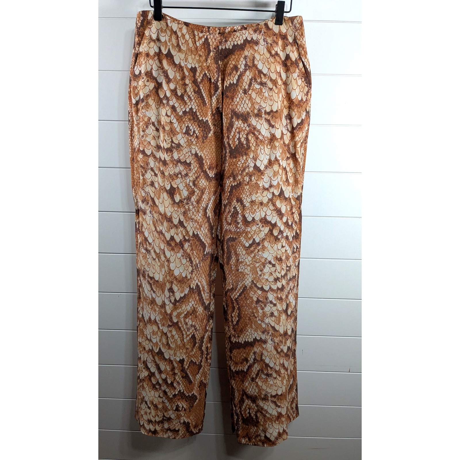 Nanushka Womens Tabbie Snakeprint Pants sz L Lightweight Orange Elegant Modern
