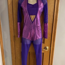 THE LINE UP PURPLE MESH SPACE UNITARD OPEN BACK DANCE COSTUME ADULT MEDIUM