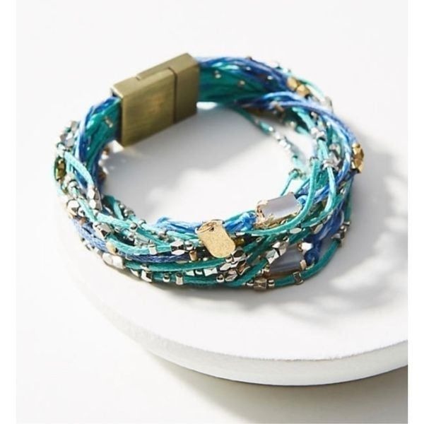 Anthropologie Serefina Beaded Blue Rita Bracelet NWOT