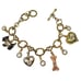 Scottie Dog Charm Bracelet Bone Heart Paw Terrier Lover Enamel Toggle Scotty Vtg