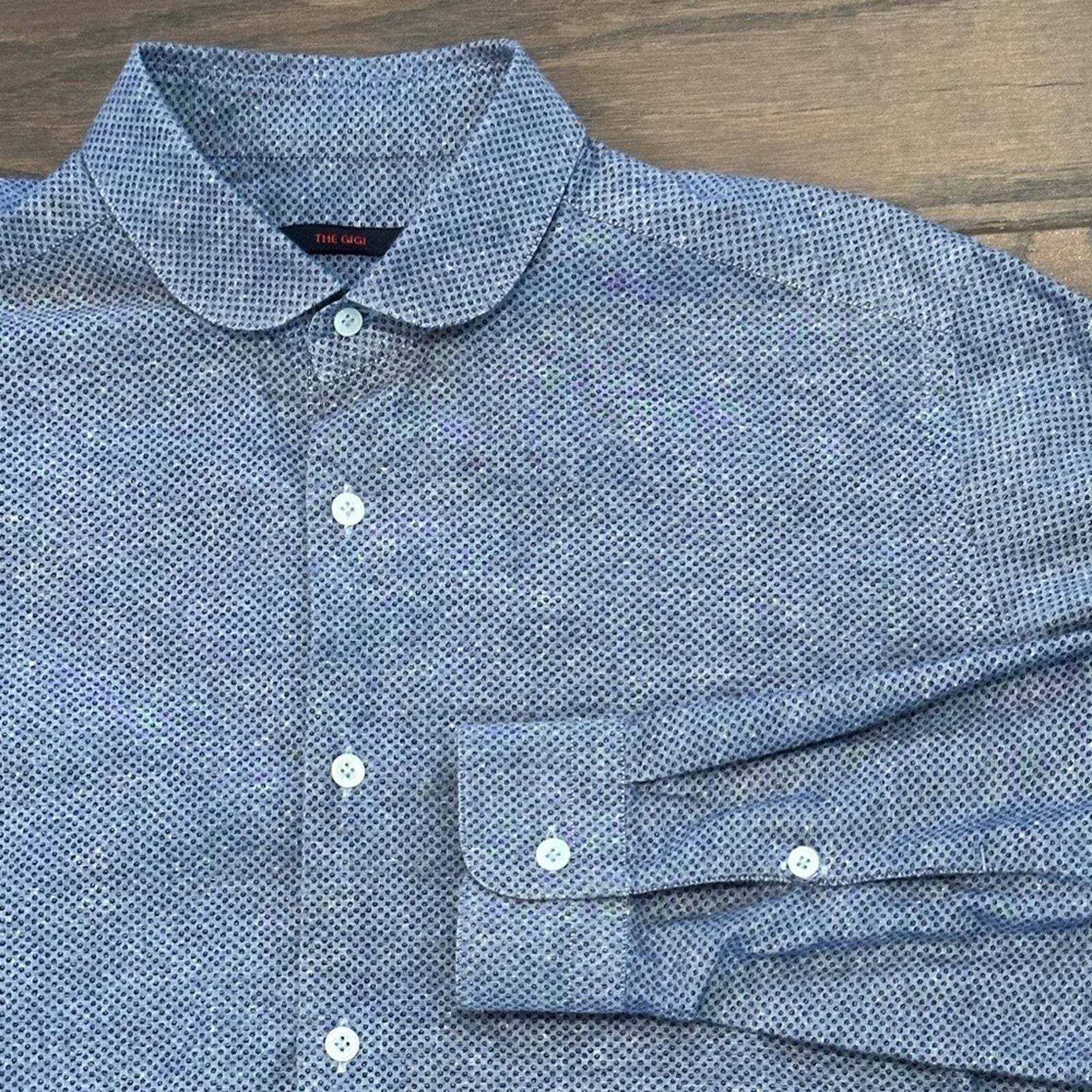 THE GIGI Button Down Blue Pattern Mens Shirt Size 42 16 1/2