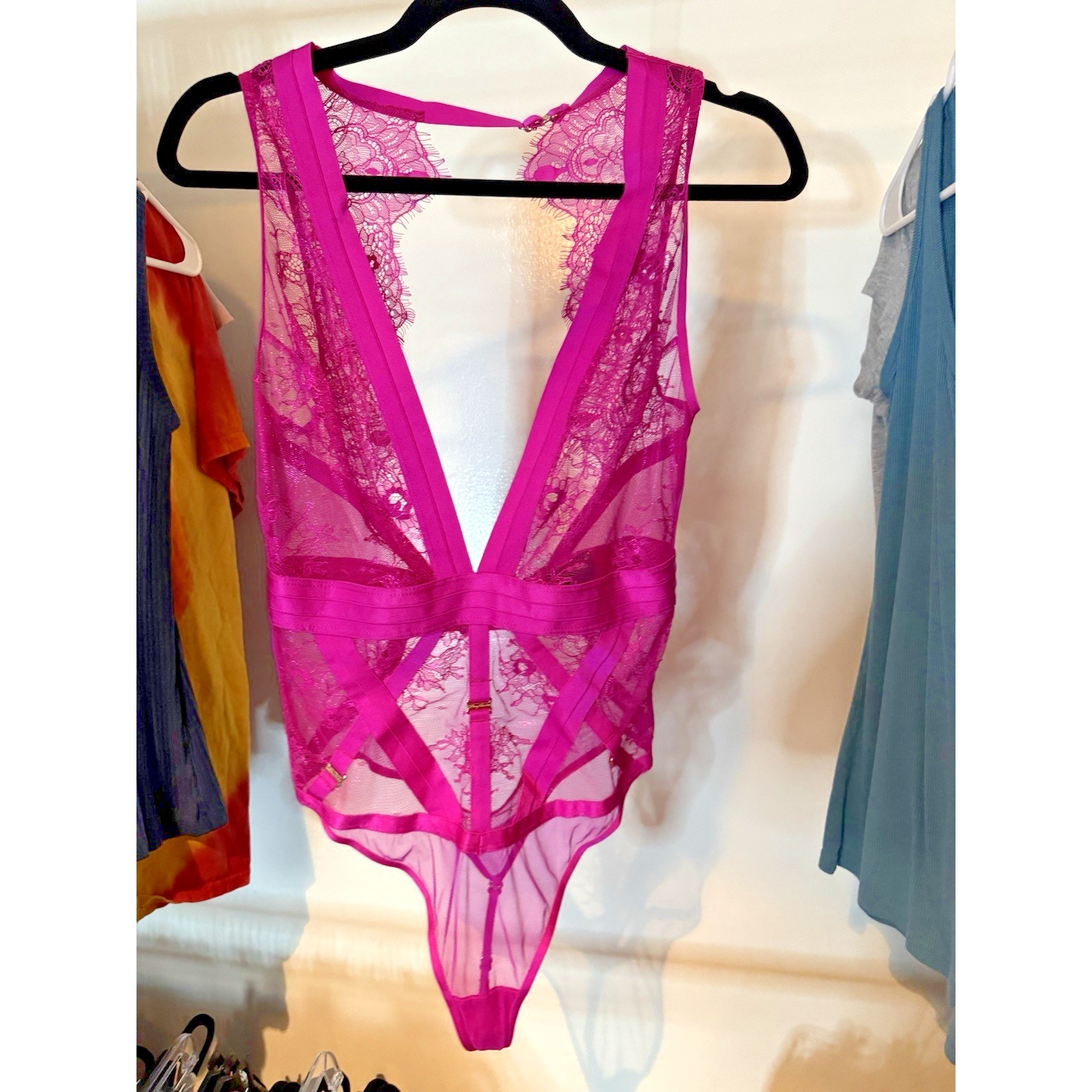 Honey Birdette Belinda One Piece Size Large Hot Pink Rare!