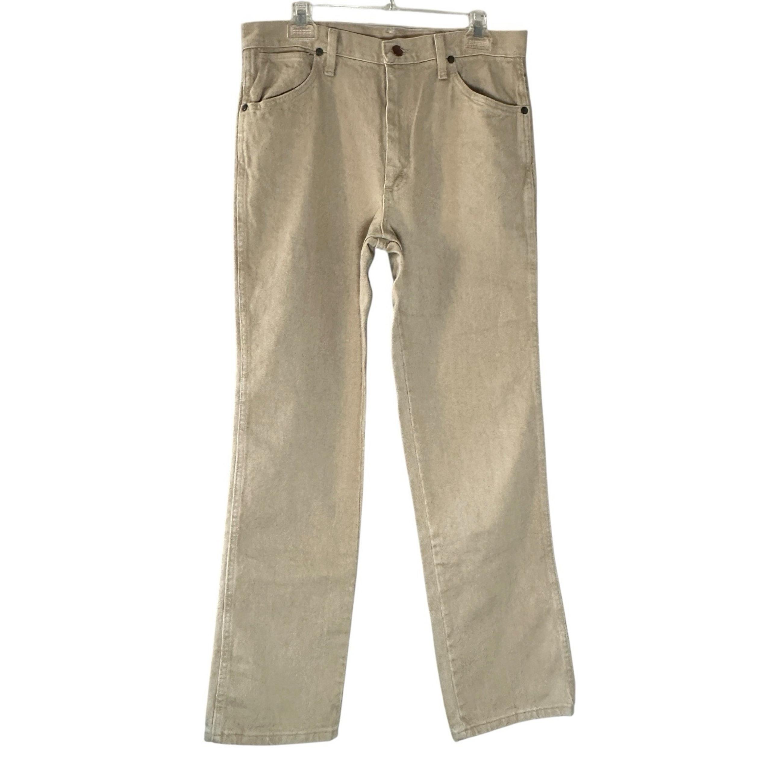 Wrangler Men's 936 Cowboy Cut Jeans Size 32x32 Slim Fit Tan Western Rodeo Denim