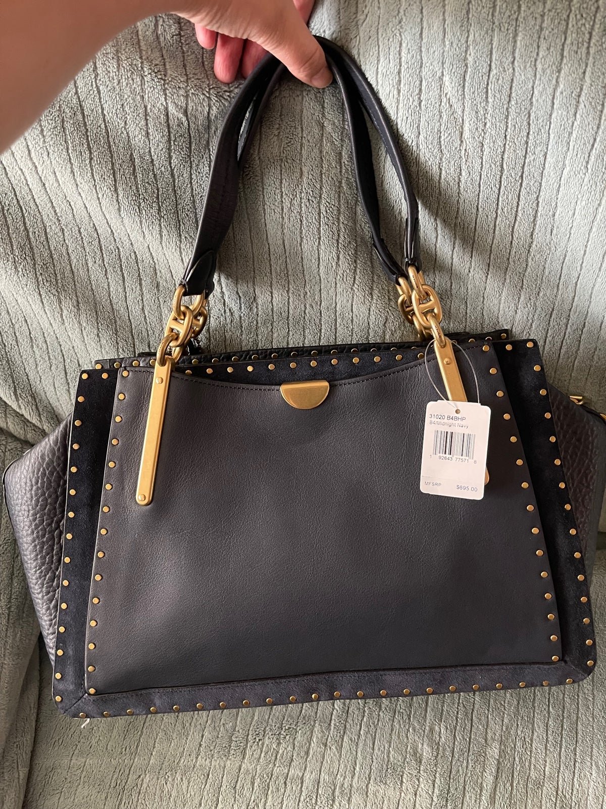 NWT Coach Dreamer 36 In Navy With Border Rivets Brand New Never Used