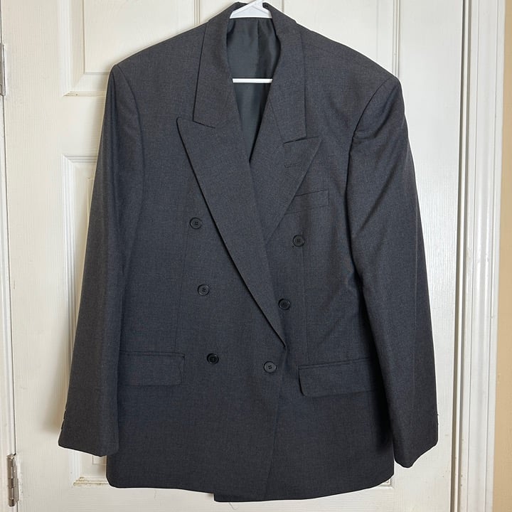 Alexandre of England Gray Pure New Wool Double Breasted Suit Jacket Men Size 4