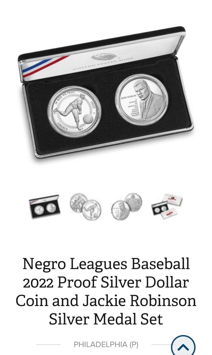 2022 silver dollar coin and Jackie Robinson silver medal set