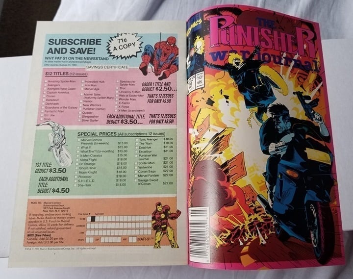 Punisher War Journal #30 RARE (Manufacturing Error with cover bound inside) VF