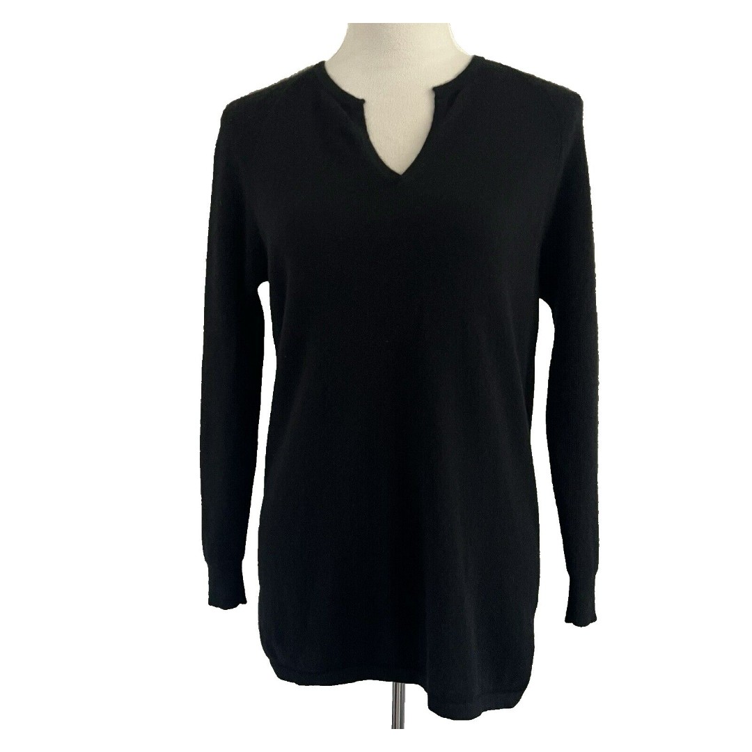 J. McLaughlin Sweater Womens XS Lochlann Black 100% Cashmere V-Neck