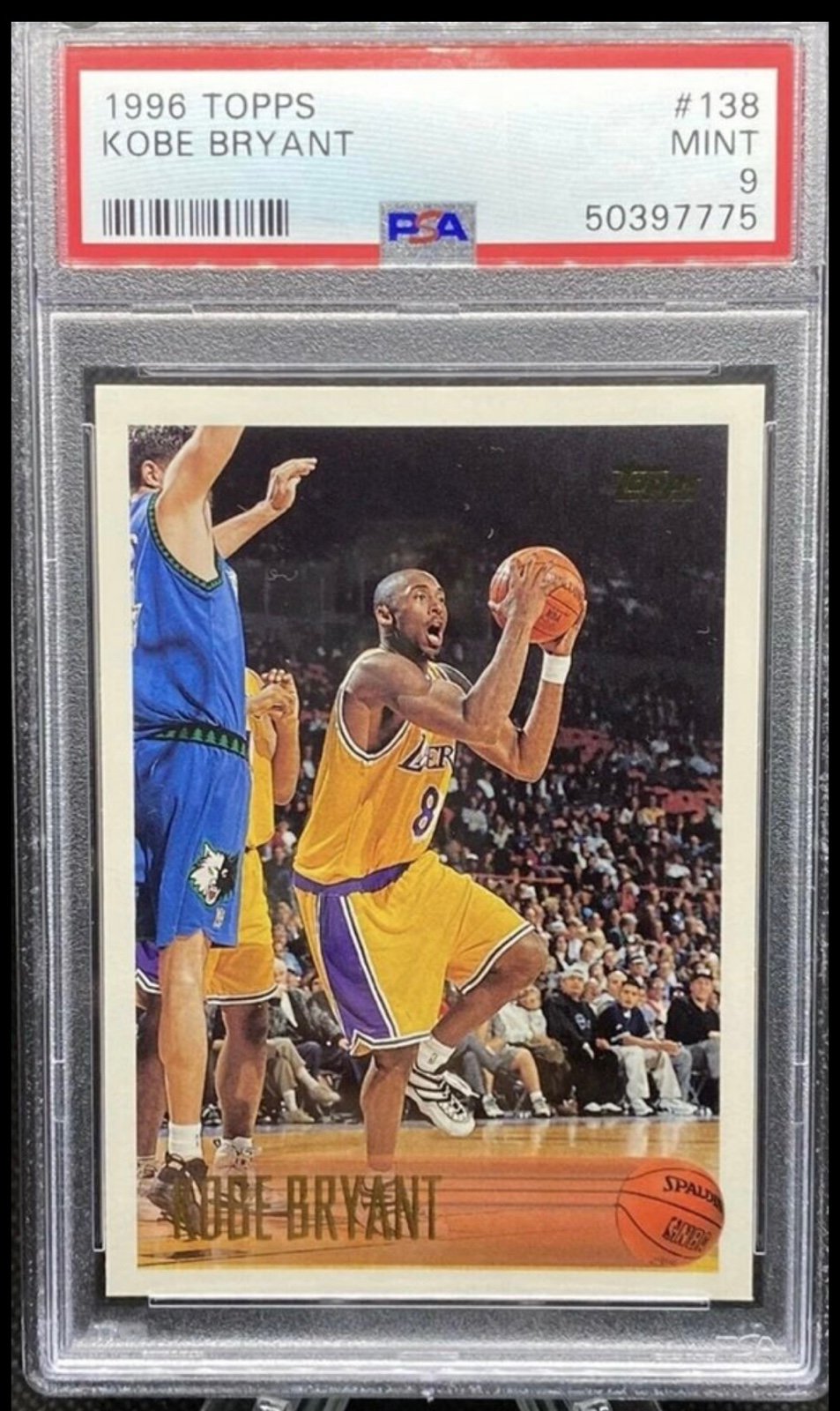 1996 Topps #138 Kobe Bryant Los Angeles Lakers RC Rookie PSA 9 MINT