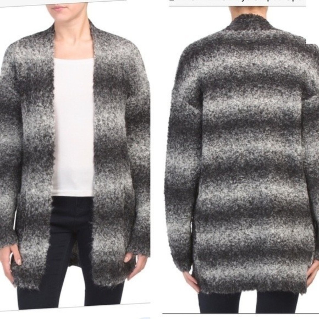 RACHEL ZOE Dye Striped Alpaca Wool Blend Open Cardigan L NWOT