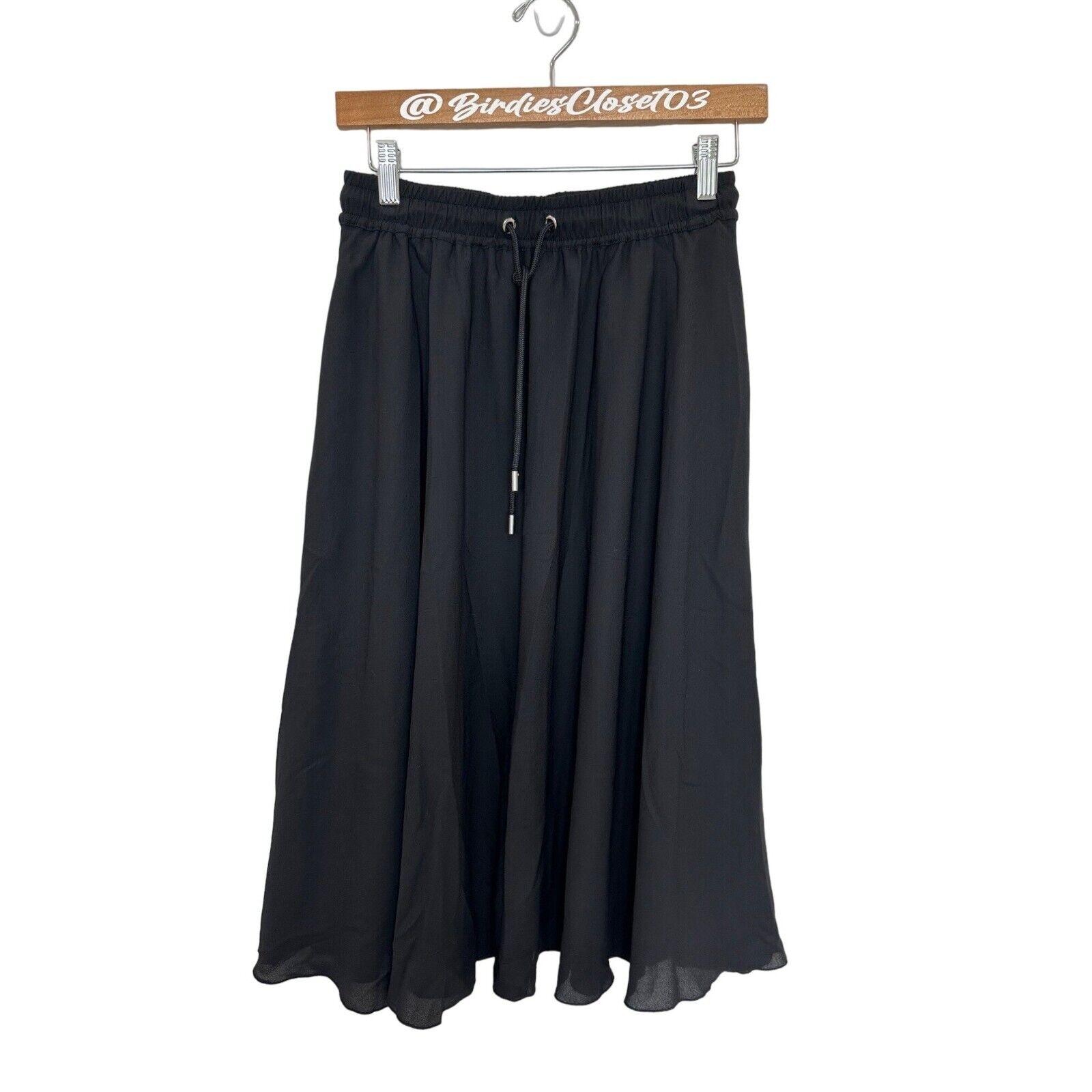 ATM Anthony Thomas Melillo Black Midi Casual Smoked Waist Skirt NWOT S