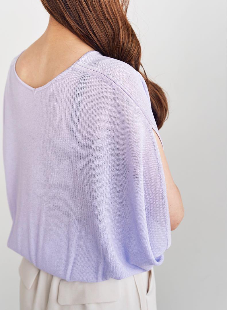 Looney Bicolor Sheer Knit Pullover Purple Summer