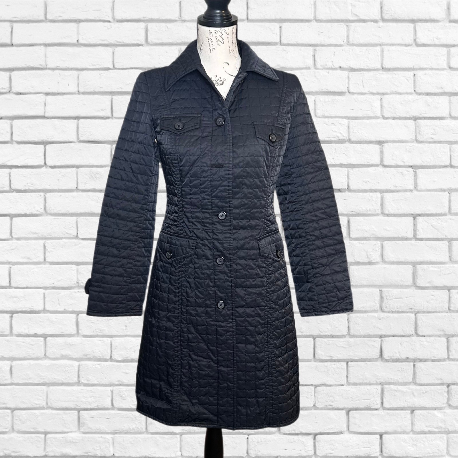 Quilted trench coat.