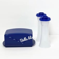 New ! Tupperware Large salt and pepper shaker with butter dish