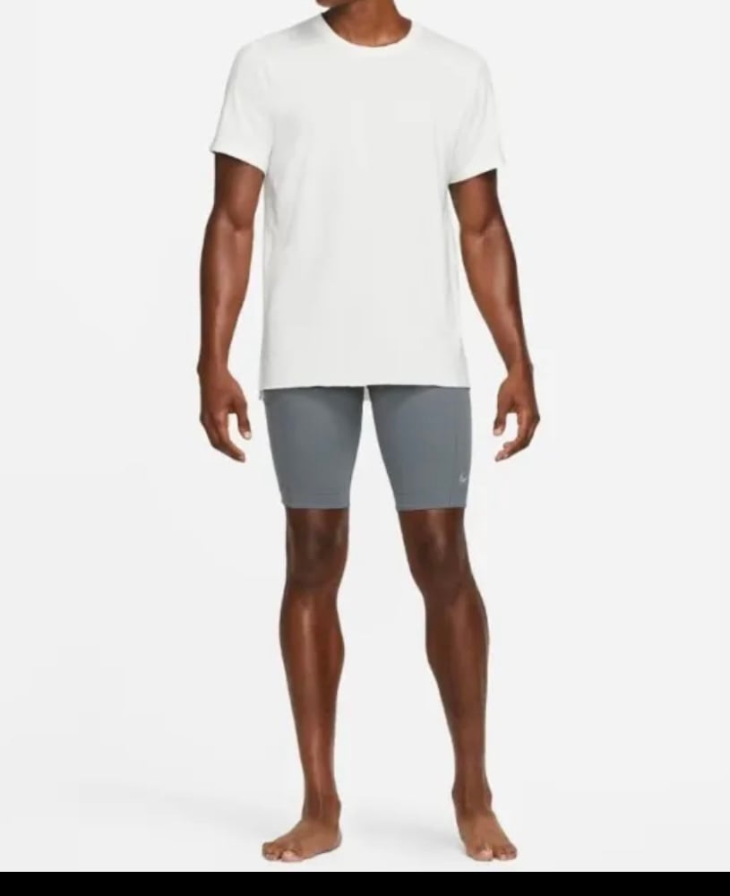 New Nike Yoga Dri-Fit Tight Drawstring 1 Pocket Shorts ~ Grey Men's new