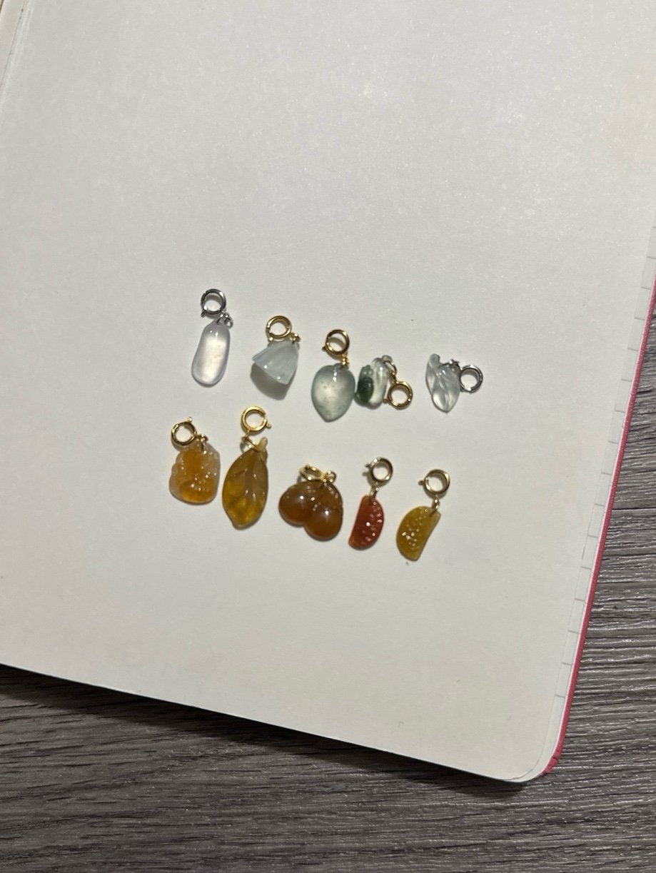 Bundle of Jade Charms with 18K gold clasp