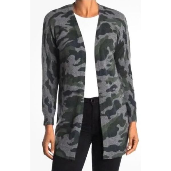 Magaschoni Cashmere Camouflage Print Long Cardigan NWT Size Medium