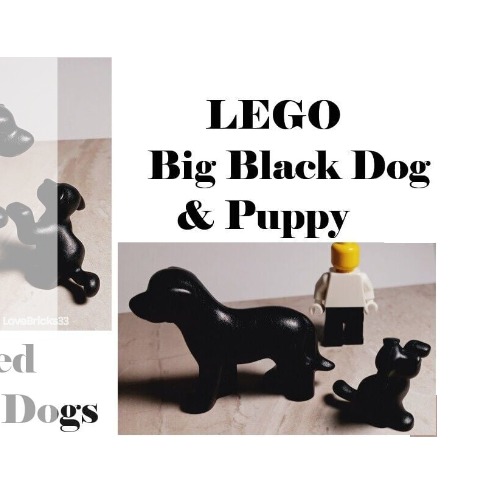 NEW LEGO Black Lab Set Adult and Puppy Paw Up Belville Thick Large RARE Labrador