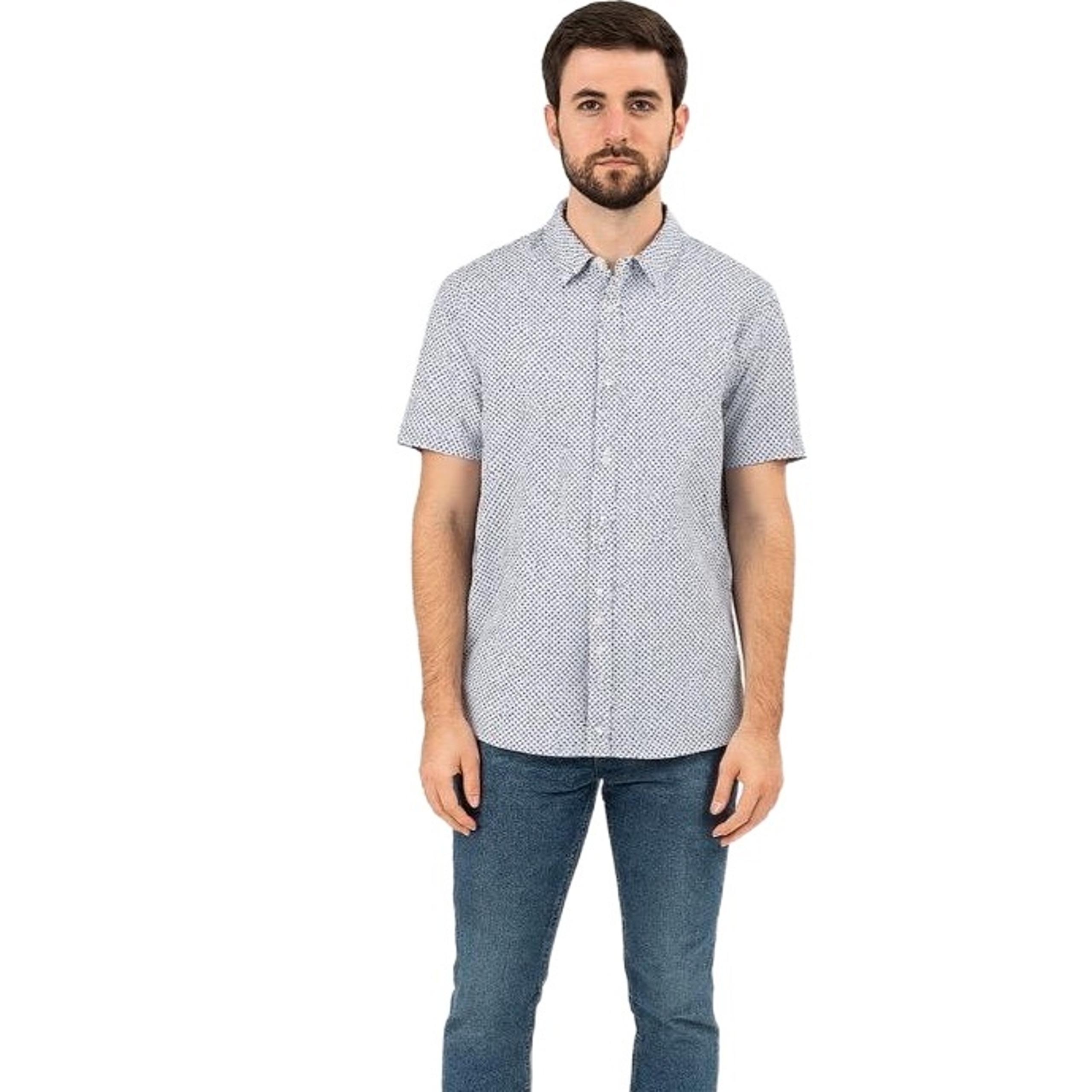 Kenneth Cole Blue Micro Geometric Print Collared Slim Fit ButtonUp Shirt XL
