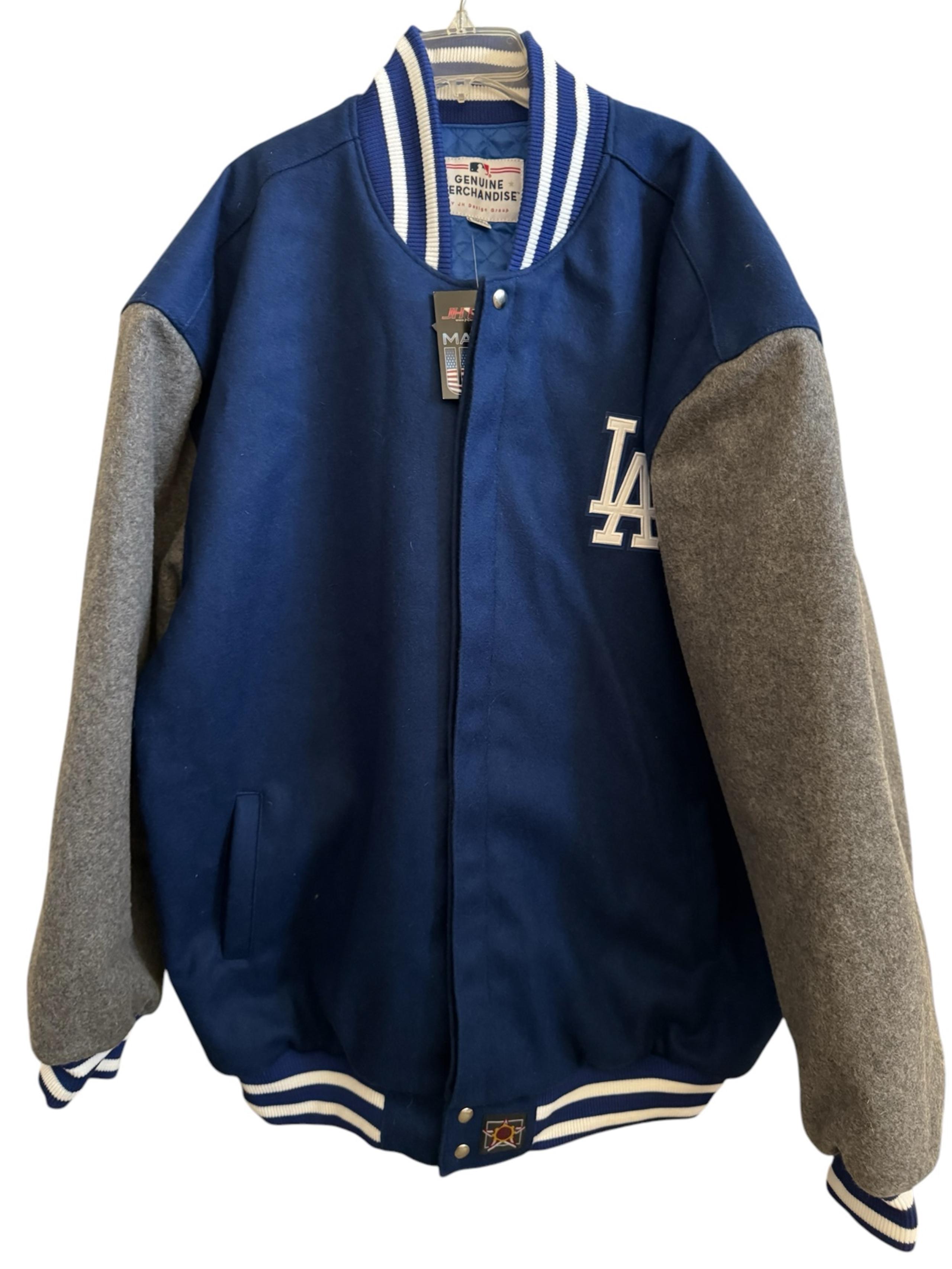 Men's Los Angeles Dodgers JH Design Royal/Charcoal Wool Full Button Jacket 6XL