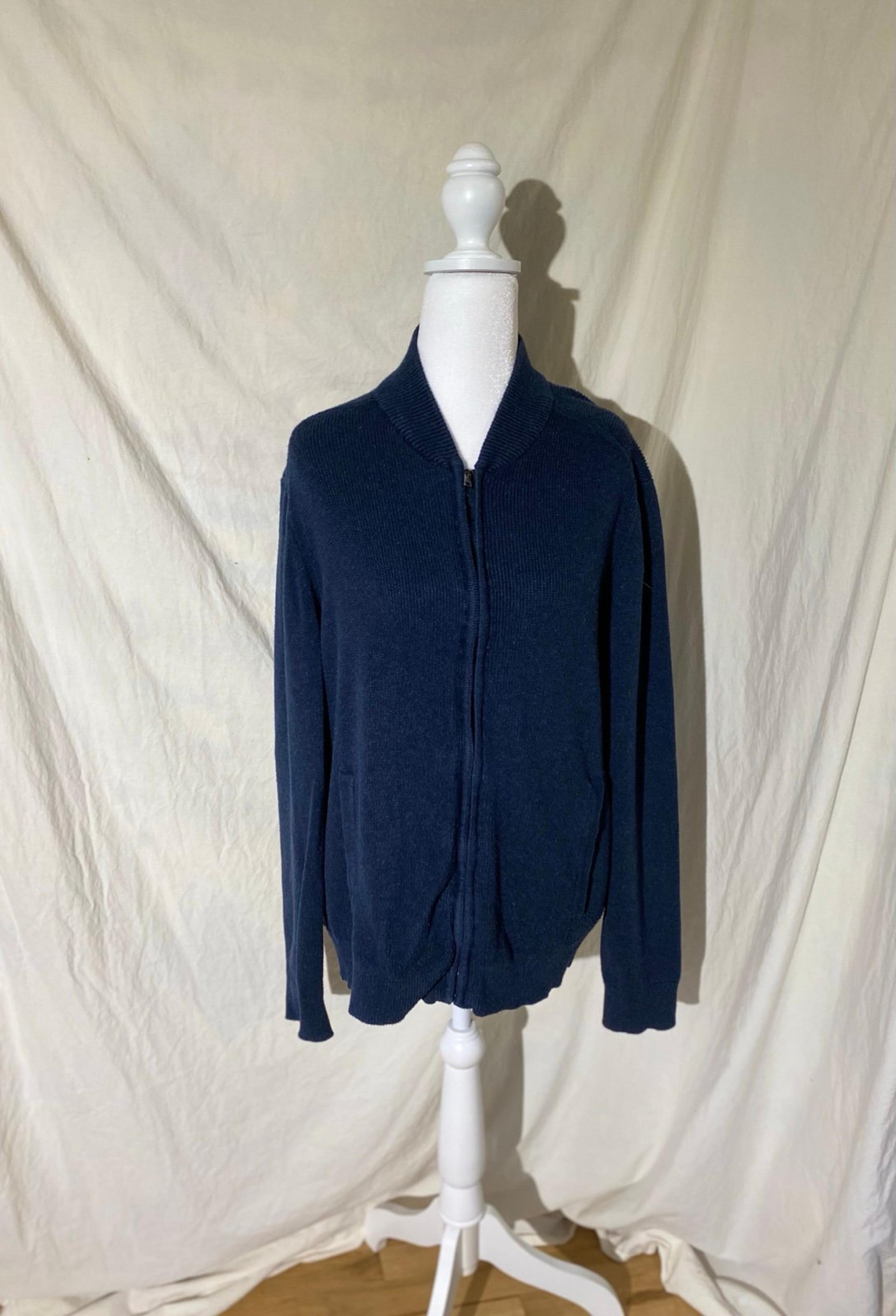 Banana republic ladies large navy zip up cotton blend Cardigan sweater #41