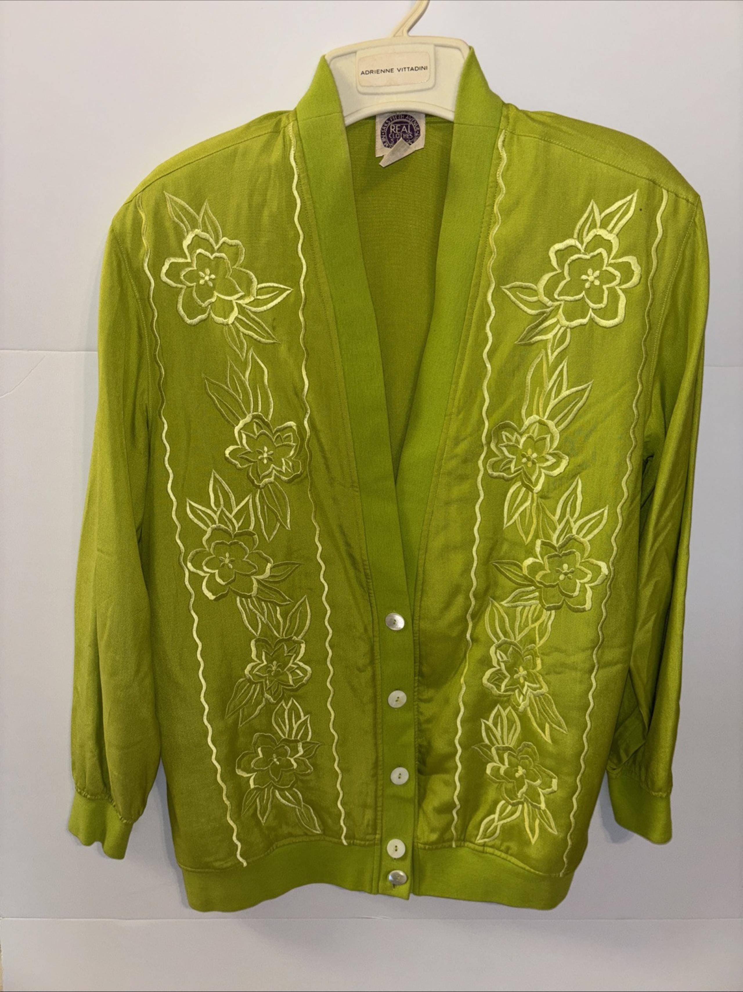 Vintage Saks Fifth Avenue Real Clothes Silk Blouse Lime Green Size Small