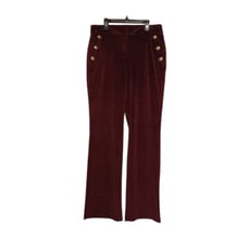 Maison d' Amelie Paris French Burgundy Velvet Velour Flared Leg Pants