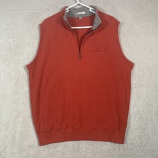 Peter Millar 1/4 Zip Golf Vest Red Cotton Mens Size Medium Hollyfrontier Logo