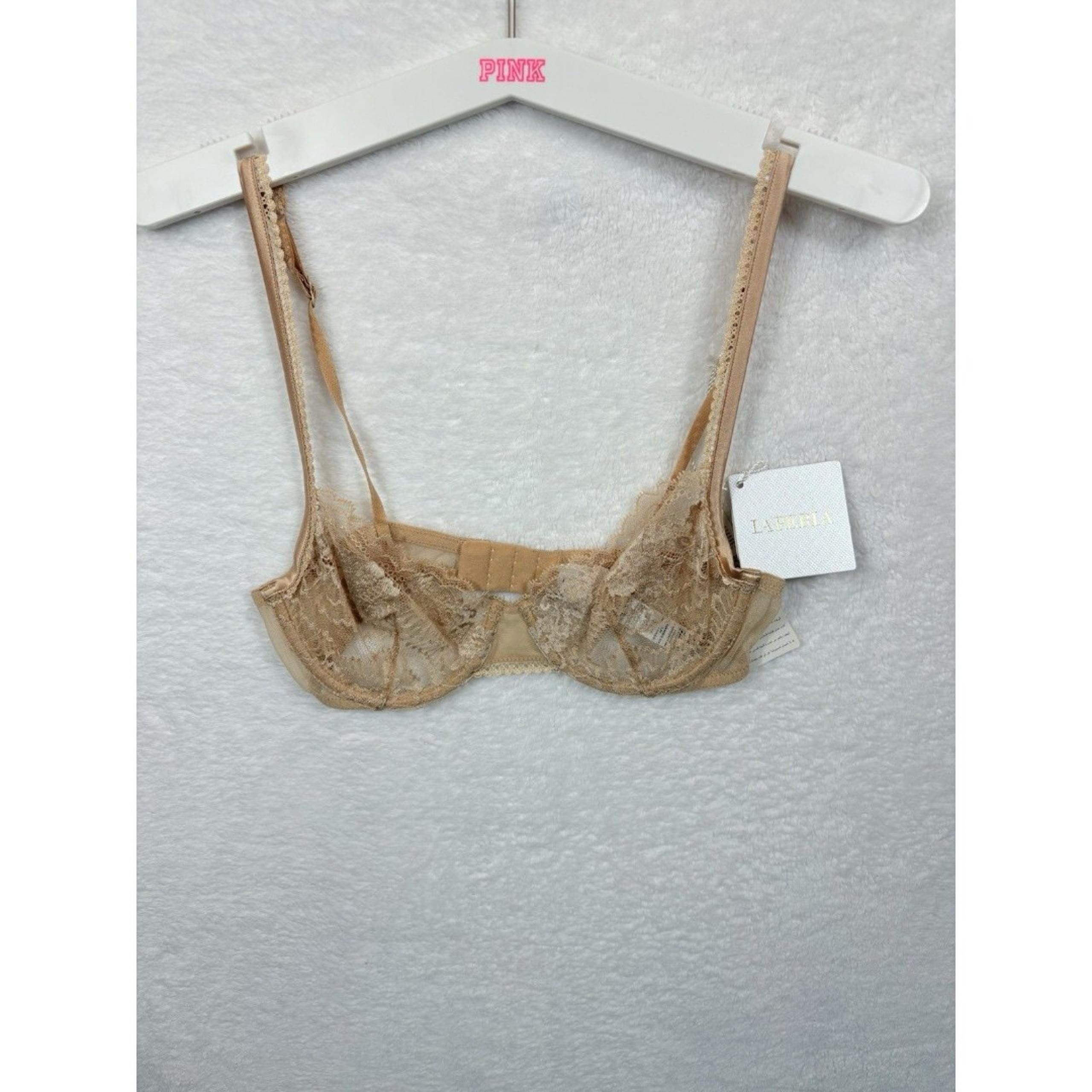 La Perla Showtime Underwired Bra 32C Beige Embroidered Tulle Unpadded Unlined