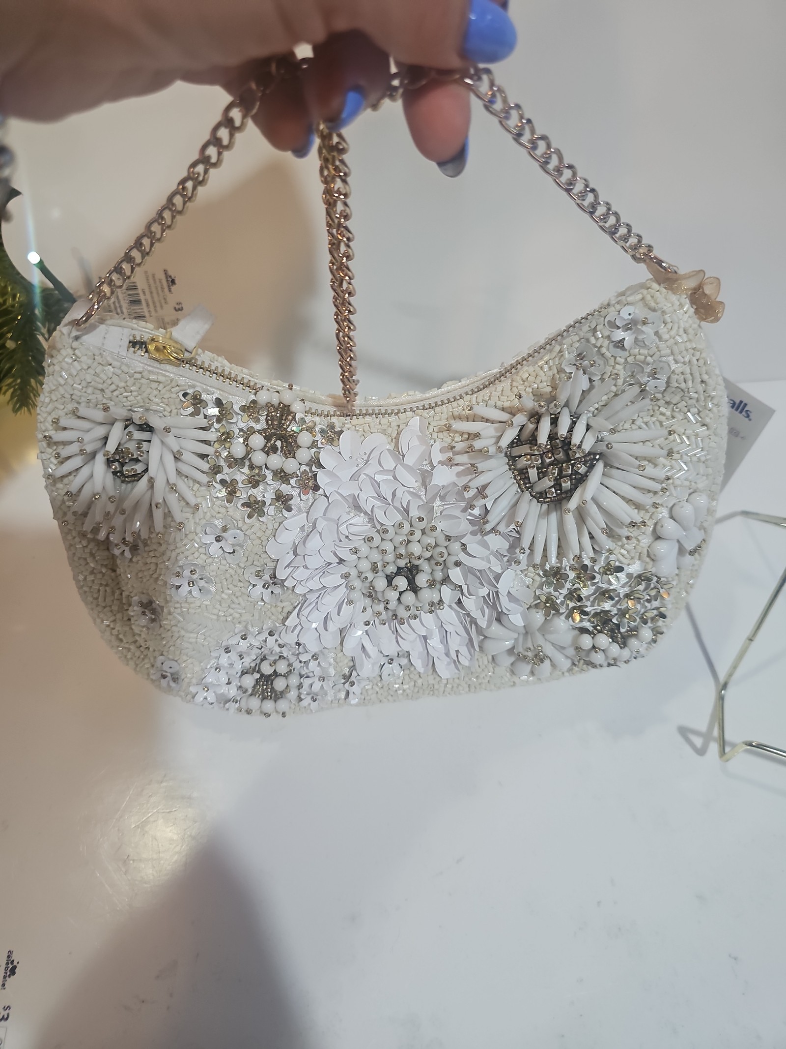 White with gold beaded purse tiktok viral