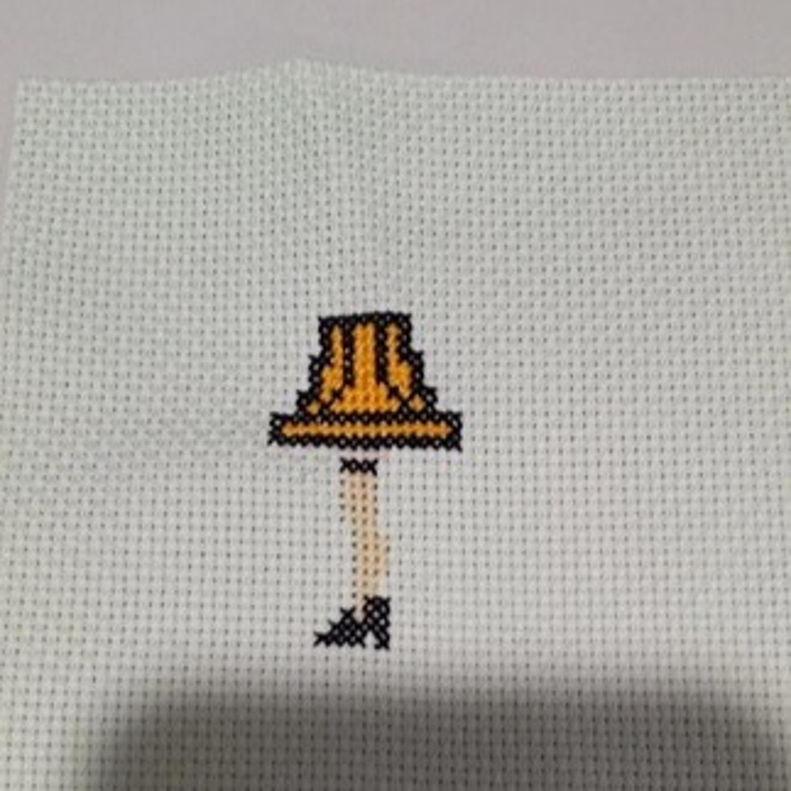 Completed Christmas Leg Lamp Finished Cross Stitch Embroidery Crafting